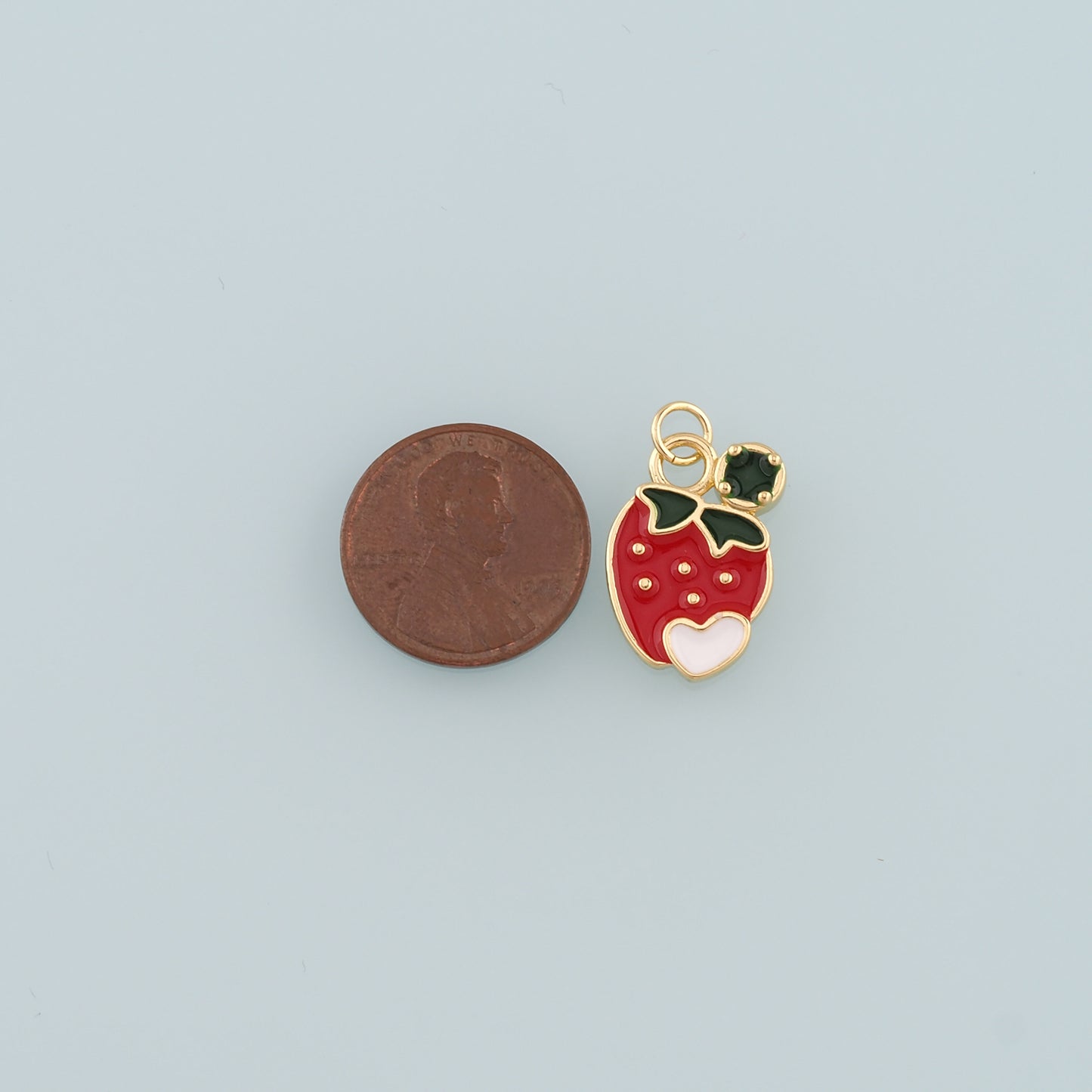 Gold Strawberry Charms,18K Gold Filled Strawberry Pendant,Enamel Fruit Charm Bracelet Necklace for DIY Jewelry Making Supply