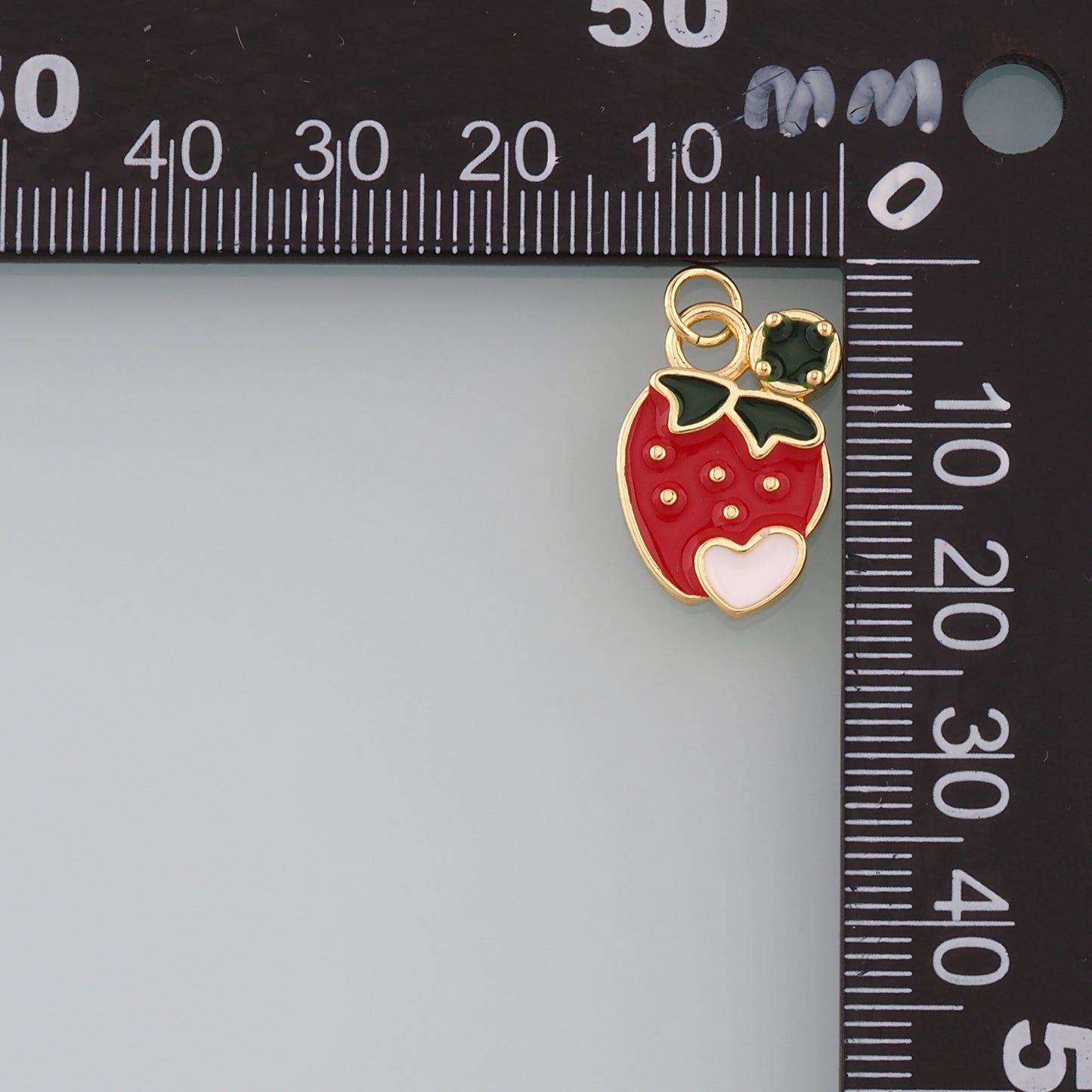 Gold Strawberry Charms,18K Gold Filled Strawberry Pendant,Enamel Fruit Charm Bracelet Necklace for DIY Jewelry Making Supply