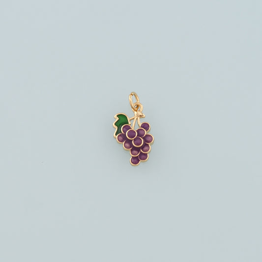 Gold Grape Charms,18K Gold Filled Grape Pendant,Enamel Fruit Charm Bracelet Necklace for DIY Jewelry Making Supply