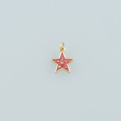18K Gold Filled Star Pendant,Enamel Celestial Charm Bracelet Necklace for DIY Jewelry Making Supply