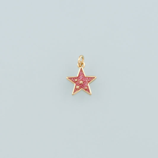 18K Gold Filled Star Pendant,Enamel Celestial Charm Bracelet Necklace for DIY Jewelry Making Supply