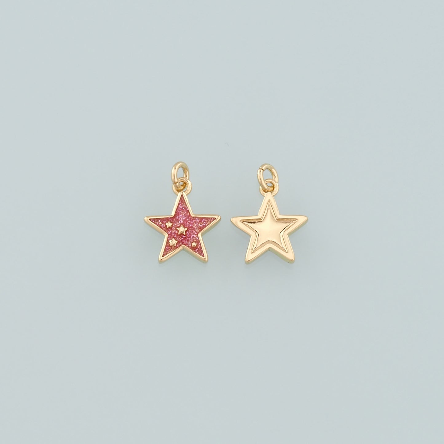18K Gold Filled Star Pendant,Enamel Celestial Charm Bracelet Necklace for DIY Jewelry Making Supply