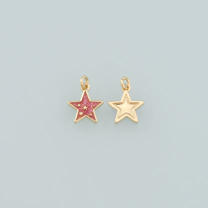 18K Gold Filled Star Pendant,Enamel Celestial Charm Bracelet Necklace for DIY Jewelry Making Supply