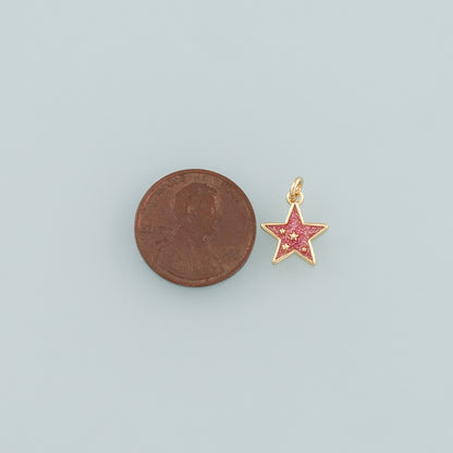 18K Gold Filled Star Pendant,Enamel Celestial Charm Bracelet Necklace for DIY Jewelry Making Supply