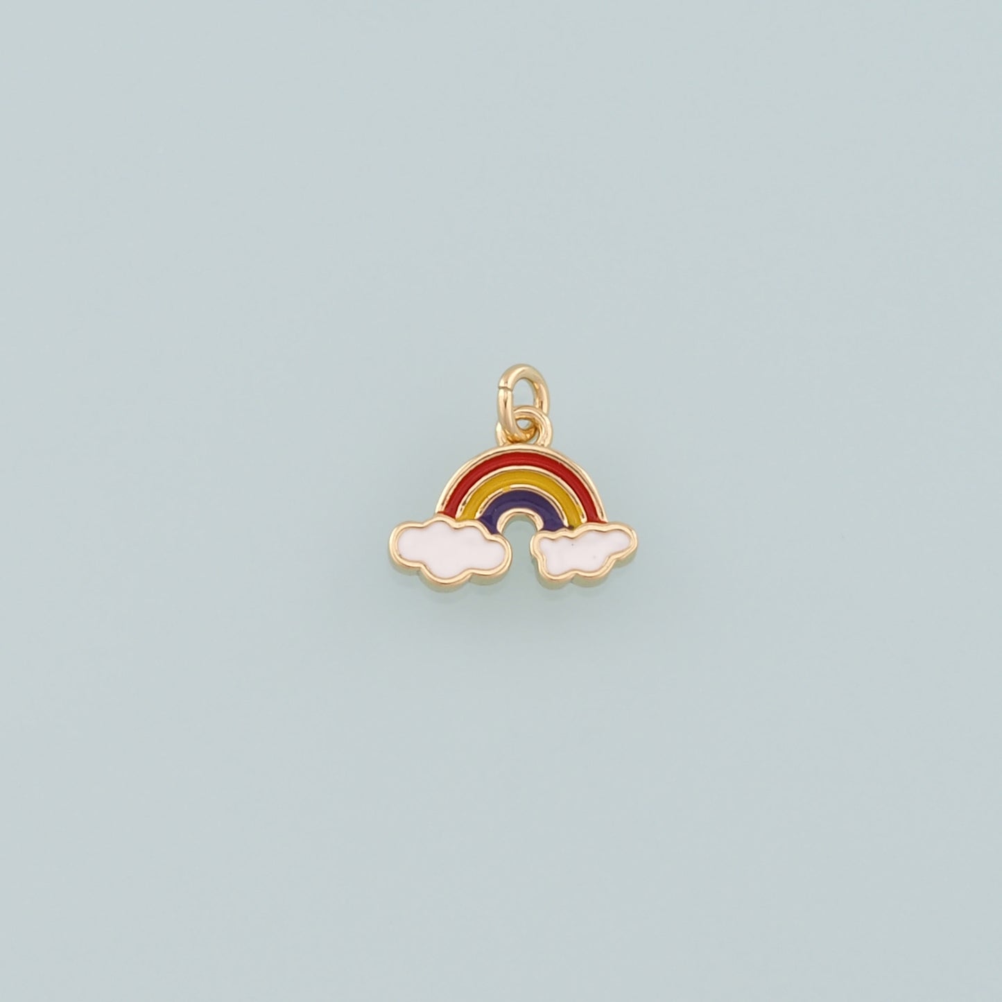 Gold Rainbow Charms,18K Gold Filled Rainbow Pendant,Enamel Clouds Charm Bracelet Necklace for DIY Jewelry Making Supply
