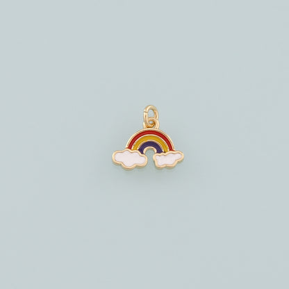Gold Rainbow Charms,18K Gold Filled Rainbow Pendant,Enamel Clouds Charm Bracelet Necklace for DIY Jewelry Making Supply