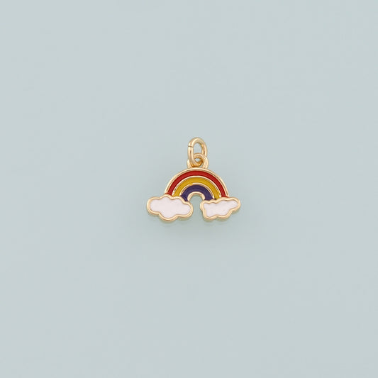 Gold Rainbow Charms,18K Gold Filled Rainbow Pendant,Enamel Clouds Charm Bracelet Necklace for DIY Jewelry Making Supply