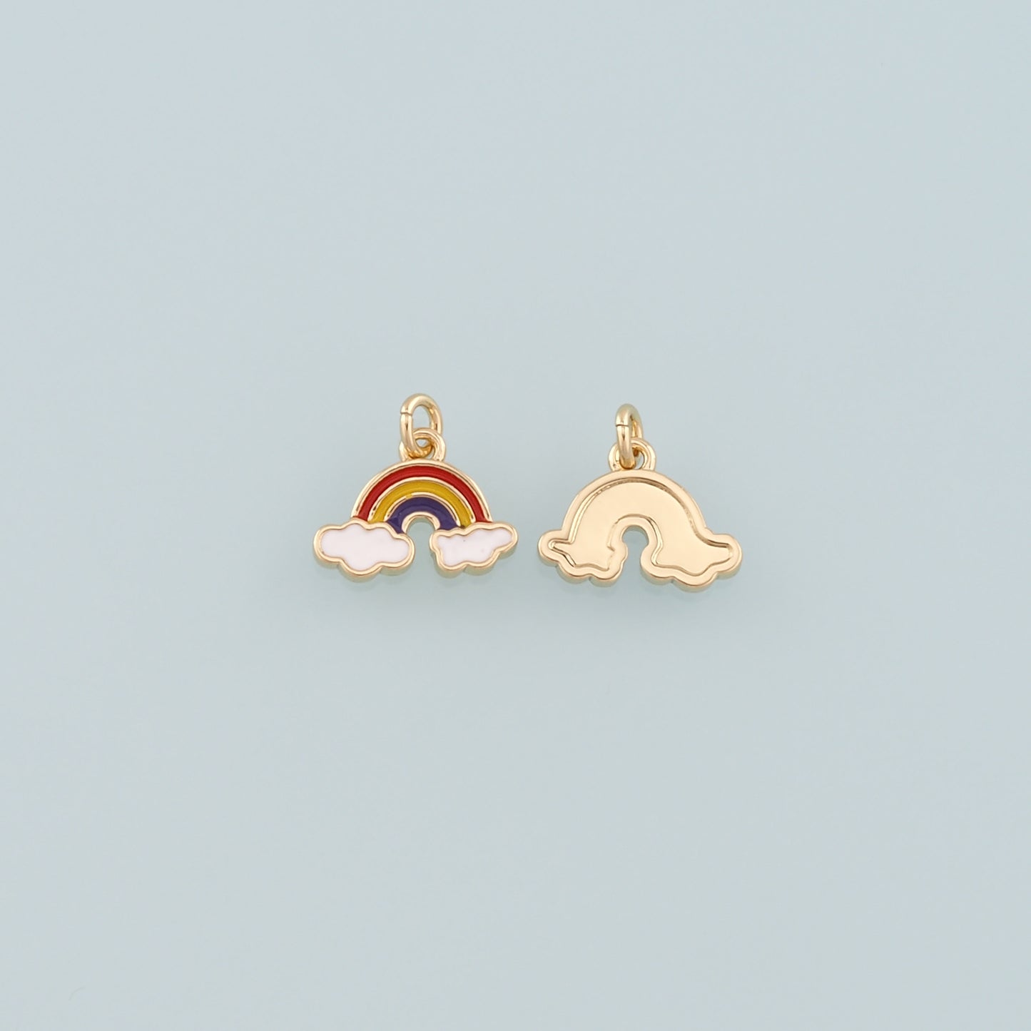 Gold Rainbow Charms,18K Gold Filled Rainbow Pendant,Enamel Clouds Charm Bracelet Necklace for DIY Jewelry Making Supply