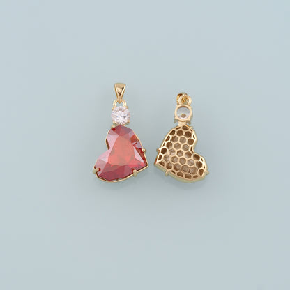 Gold Crystal Charms,18K Gold Filled Heart Pendant,Heart Crystal Charm Bracelet Necklace for DIY Jewelry Making Supply