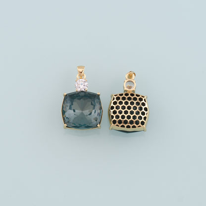 Gold Crystal Charms,18K Gold Filled Square Pendant,Square Crystal Charm Bracelet Necklace for DIY Jewelry Making Supply