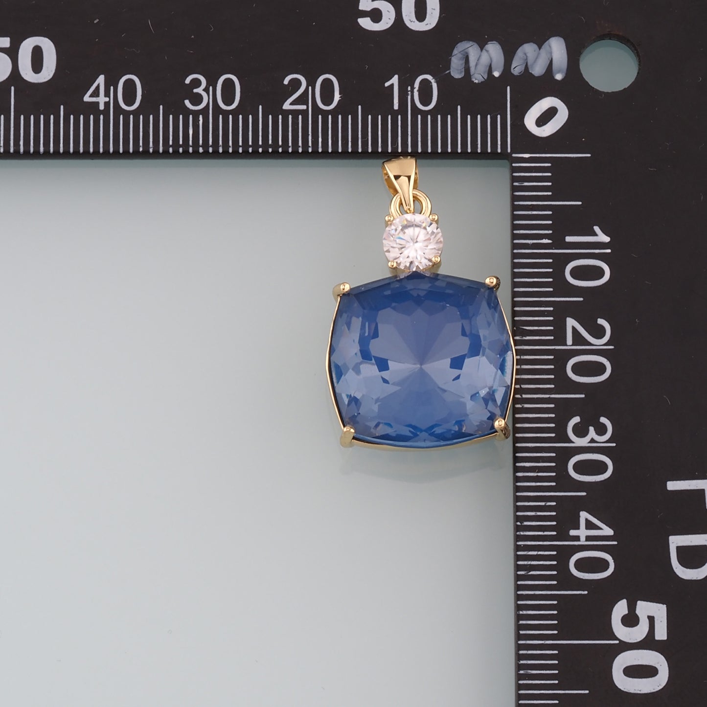 Gold Crystal Charms,18K Gold Filled Square Pendant,Square Crystal Charm Bracelet Necklace for DIY Jewelry Making Supply
