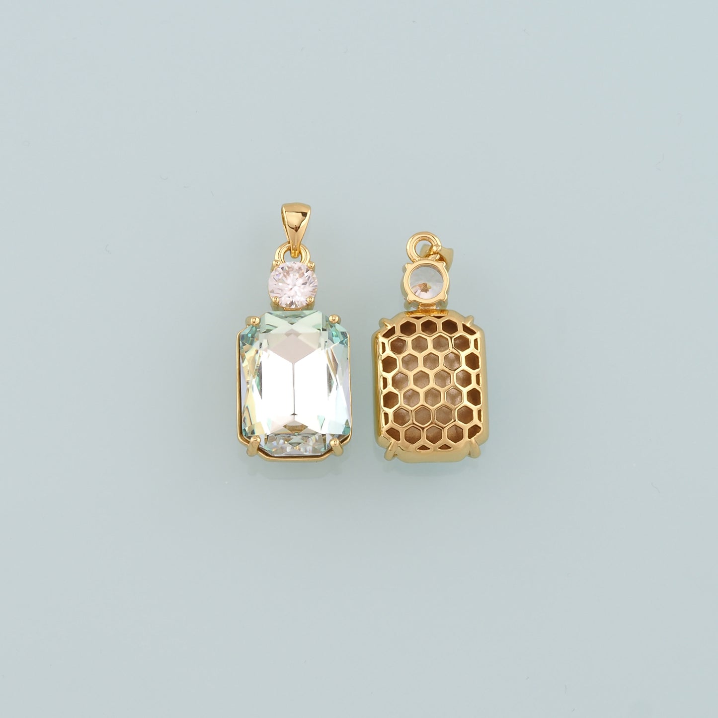 Gold Crystal Charms,18K Gold Filled Rectangle Pendant,Rectangle Crystal Charm Bracelet Necklace for DIY Jewelry Making Supply