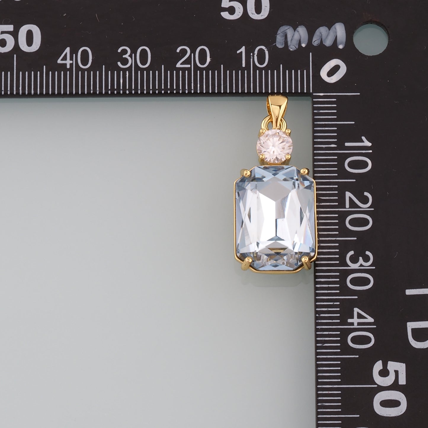 Gold Crystal Charms,18K Gold Filled Rectangle Pendant,Rectangle Crystal Charm Bracelet Necklace for DIY Jewelry Making Supply