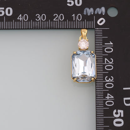 Gold Crystal Charms,18K Gold Filled Rectangle Pendant,Rectangle Crystal Charm Bracelet Necklace for DIY Jewelry Making Supply