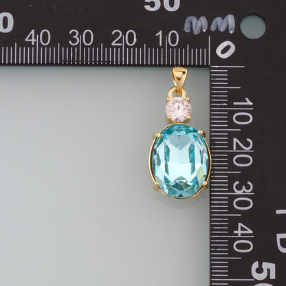 Gold Crystal Charms,18K Gold Filled Oval Pendant,Oval Crystal Charm Bracelet Necklace for DIY Jewelry Making Supply