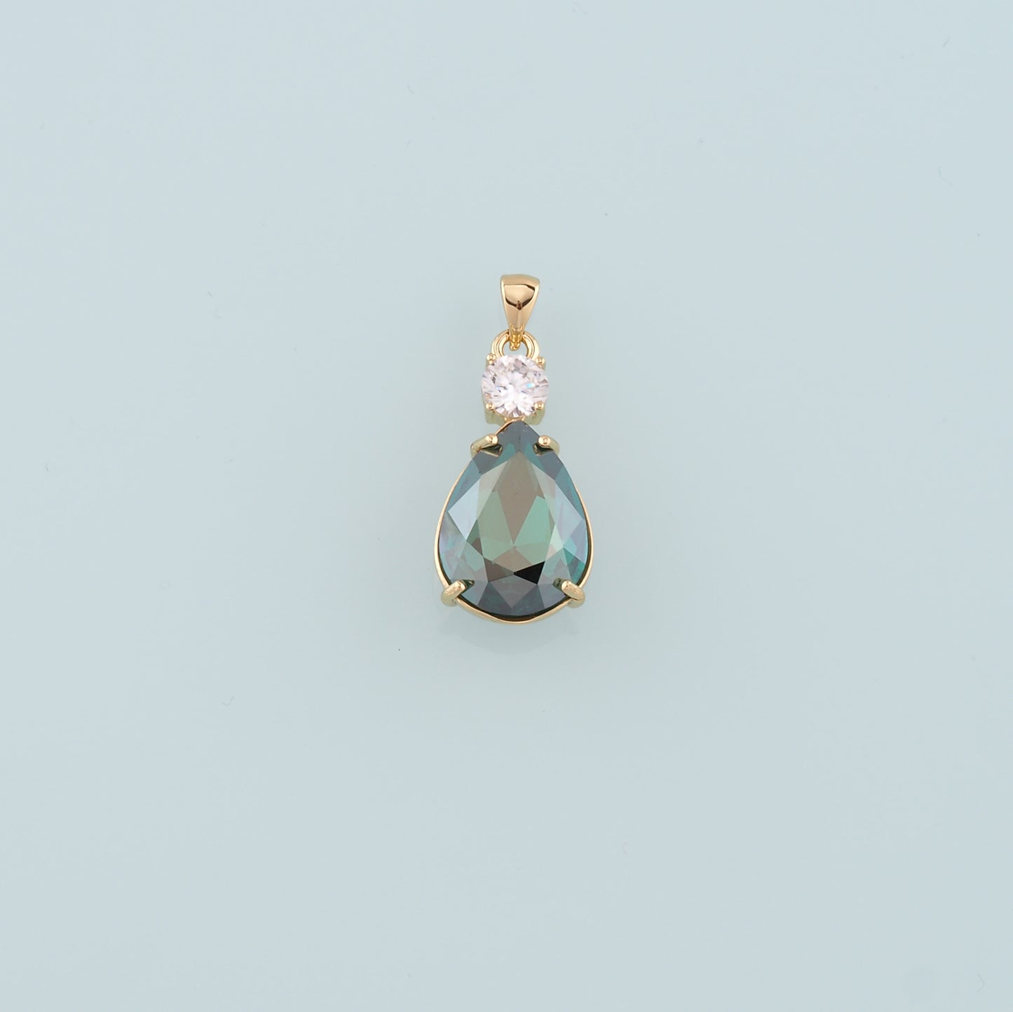 Gold Crystal Charms,18K Gold Filled Teardrop Pendant,Teardrop Crystal Charm Bracelet Necklace for DIY Jewelry Making Supply