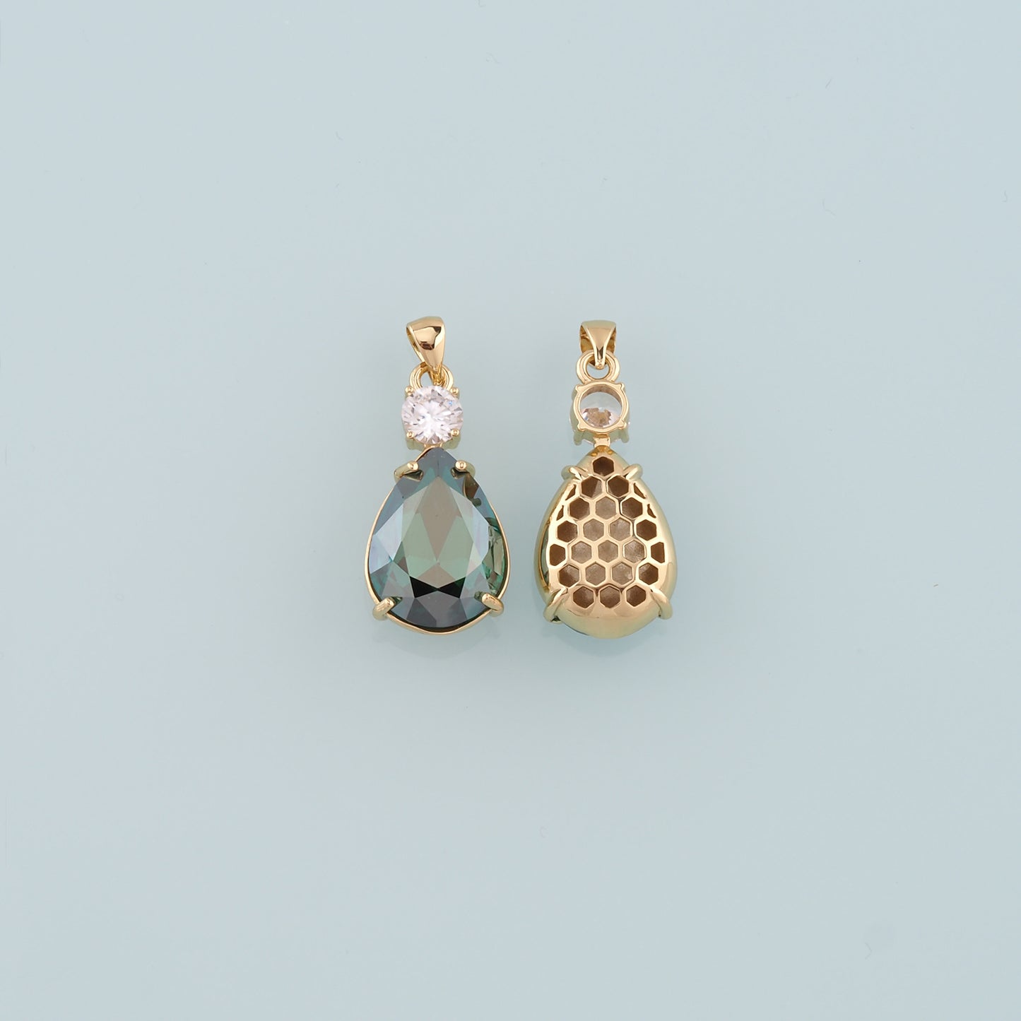 Gold Crystal Charms,18K Gold Filled Teardrop Pendant,Teardrop Crystal Charm Bracelet Necklace for DIY Jewelry Making Supply