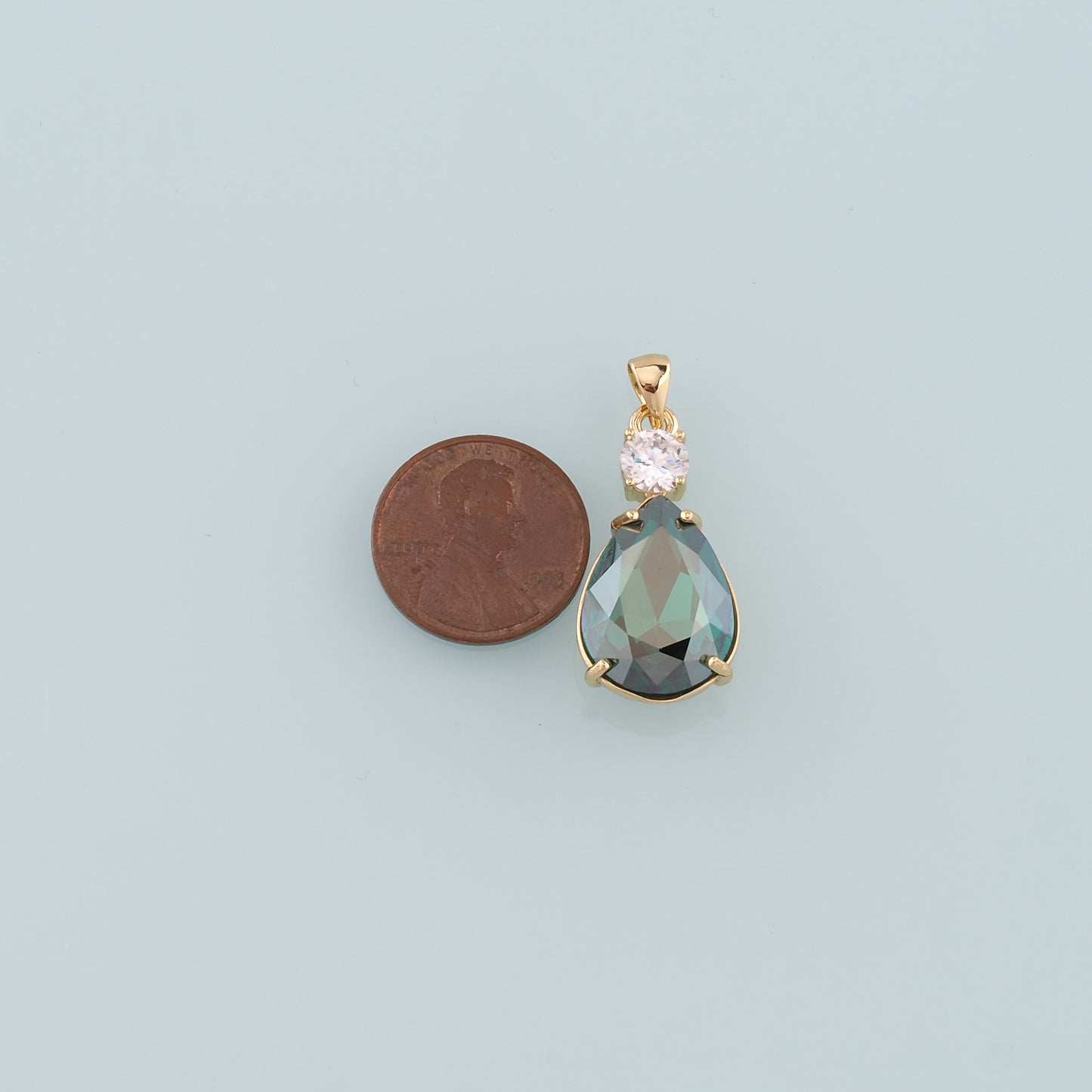 Gold Crystal Charms,18K Gold Filled Teardrop Pendant,Teardrop Crystal Charm Bracelet Necklace for DIY Jewelry Making Supply