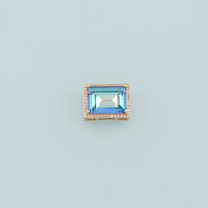 Gold Rectangle Beads Charms,18K Gold Filled Rectangle Crystal Spacer beads Bracelet Necklace for DIY Jewelry Making Supply