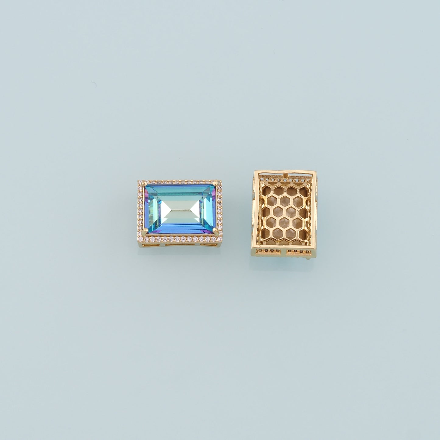 Gold Rectangle Beads Charms,18K Gold Filled Rectangle Crystal Spacer beads Bracelet Necklace for DIY Jewelry Making Supply