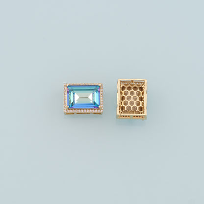 Gold Rectangle Beads Charms,18K Gold Filled Rectangle Crystal Spacer beads Bracelet Necklace for DIY Jewelry Making Supply