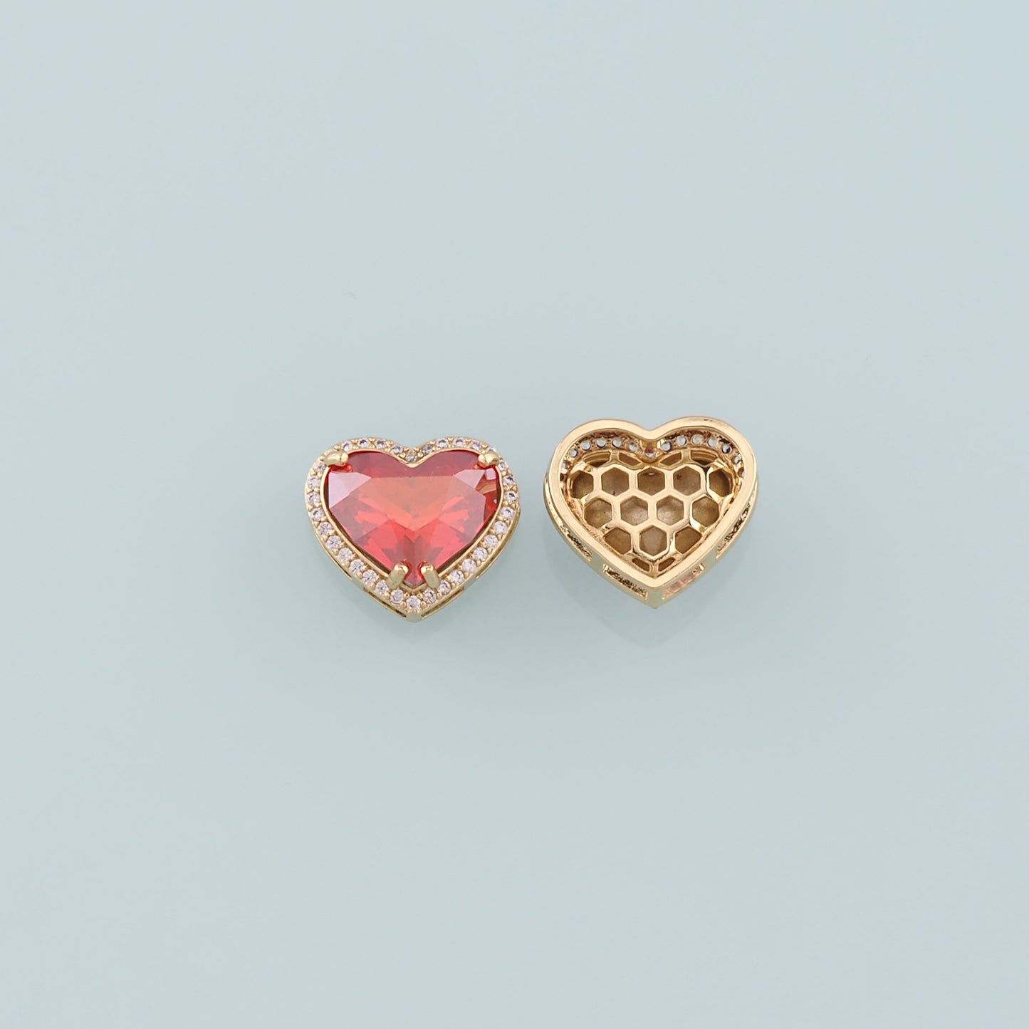 Gold Heart Beads Charms,18K Gold Filled Heart Crystal Spacer beads Bracelet Necklace for DIY Jewelry Making Supply