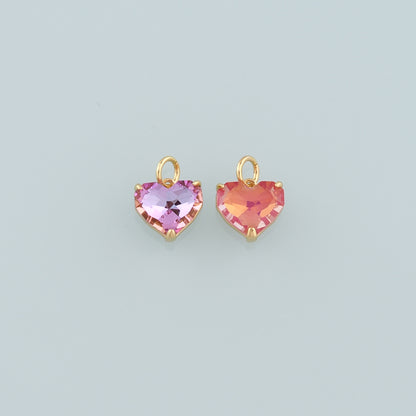 Gold Crystal Charms,18K Gold Filled Heart Pendant,Heart Crystal Charm Bracelet Necklace for DIY Jewelry Making Supply