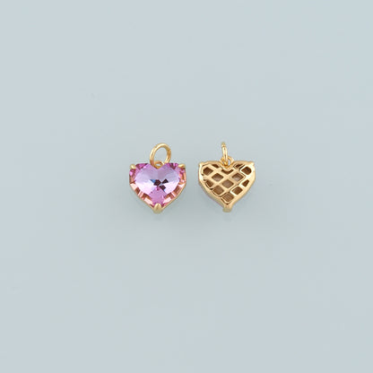 Gold Crystal Charms,18K Gold Filled Heart Pendant,Heart Crystal Charm Bracelet Necklace for DIY Jewelry Making Supply