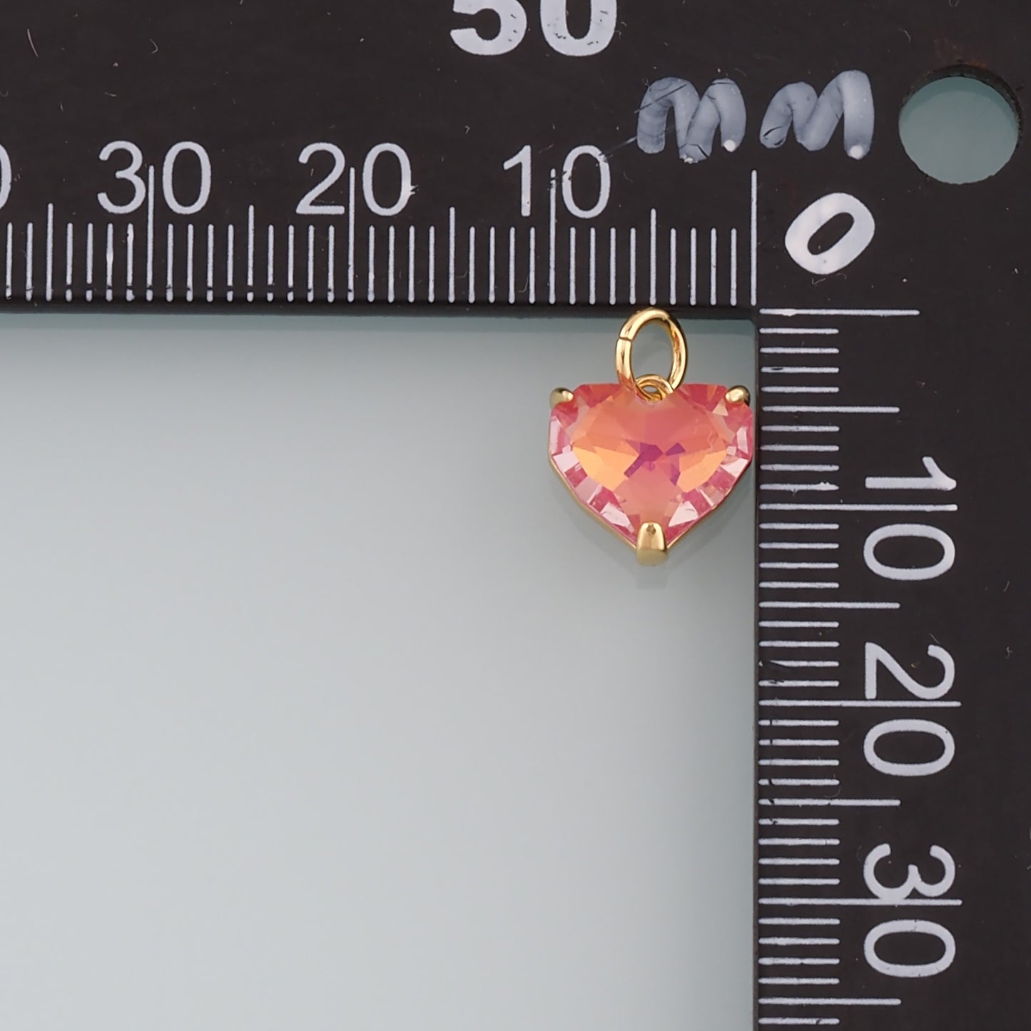 Gold Crystal Charms,18K Gold Filled Heart Pendant,Heart Crystal Charm Bracelet Necklace for DIY Jewelry Making Supply