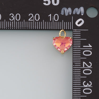 Gold Crystal Charms,18K Gold Filled Heart Pendant,Heart Crystal Charm Bracelet Necklace for DIY Jewelry Making Supply