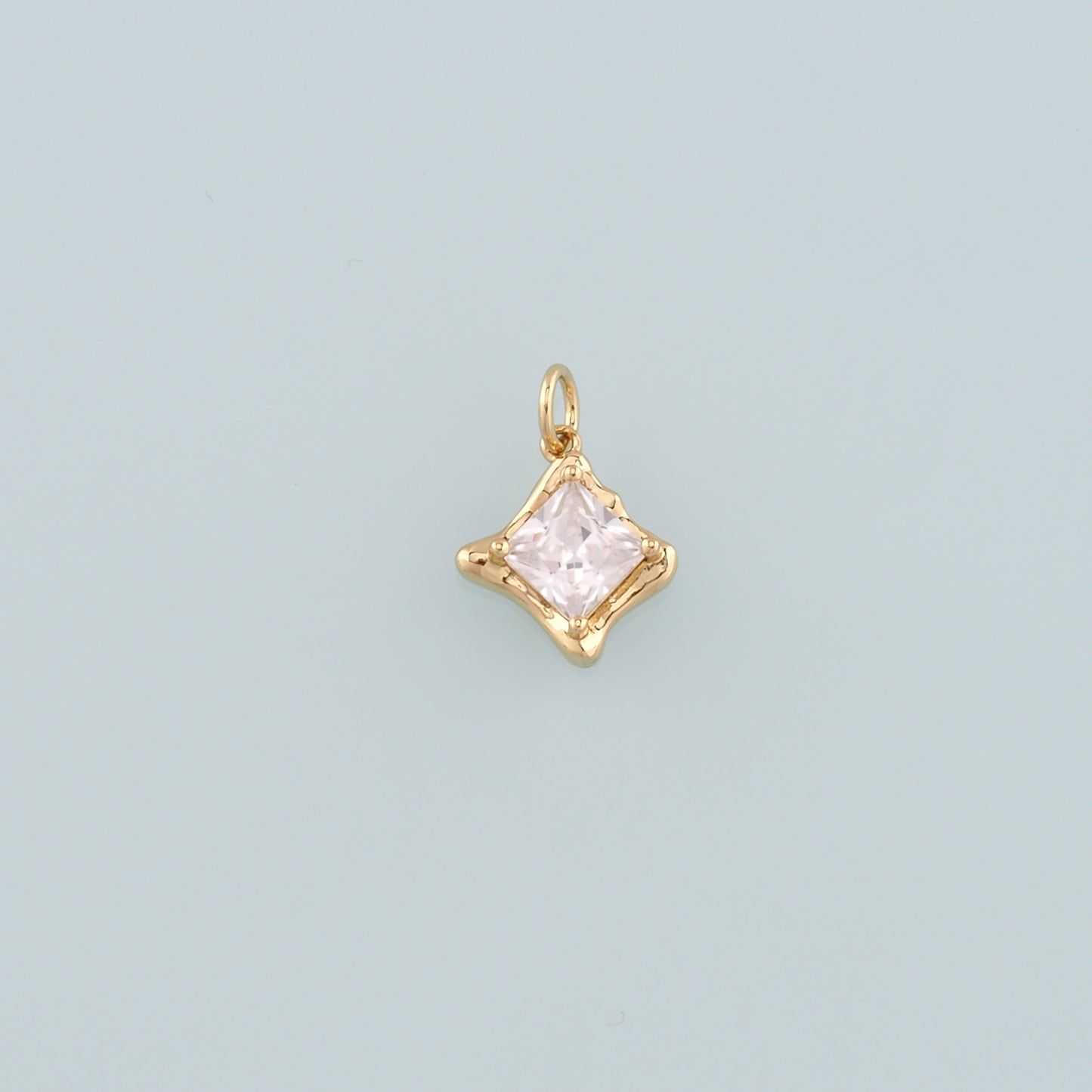 Gold Crystal Charms,18K Gold Filled Rhombus Pendant,Rhombus Crystal Charm Bracelet Necklace for DIY Jewelry Making Supply