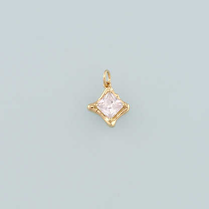 Gold Crystal Charms,18K Gold Filled Rhombus Pendant,Rhombus Crystal Charm Bracelet Necklace for DIY Jewelry Making Supply