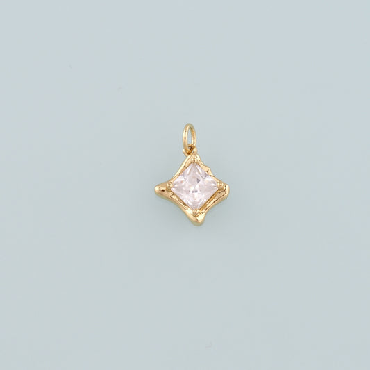 Gold Crystal Charms,18K Gold Filled Rhombus Pendant,Rhombus Crystal Charm Bracelet Necklace for DIY Jewelry Making Supply