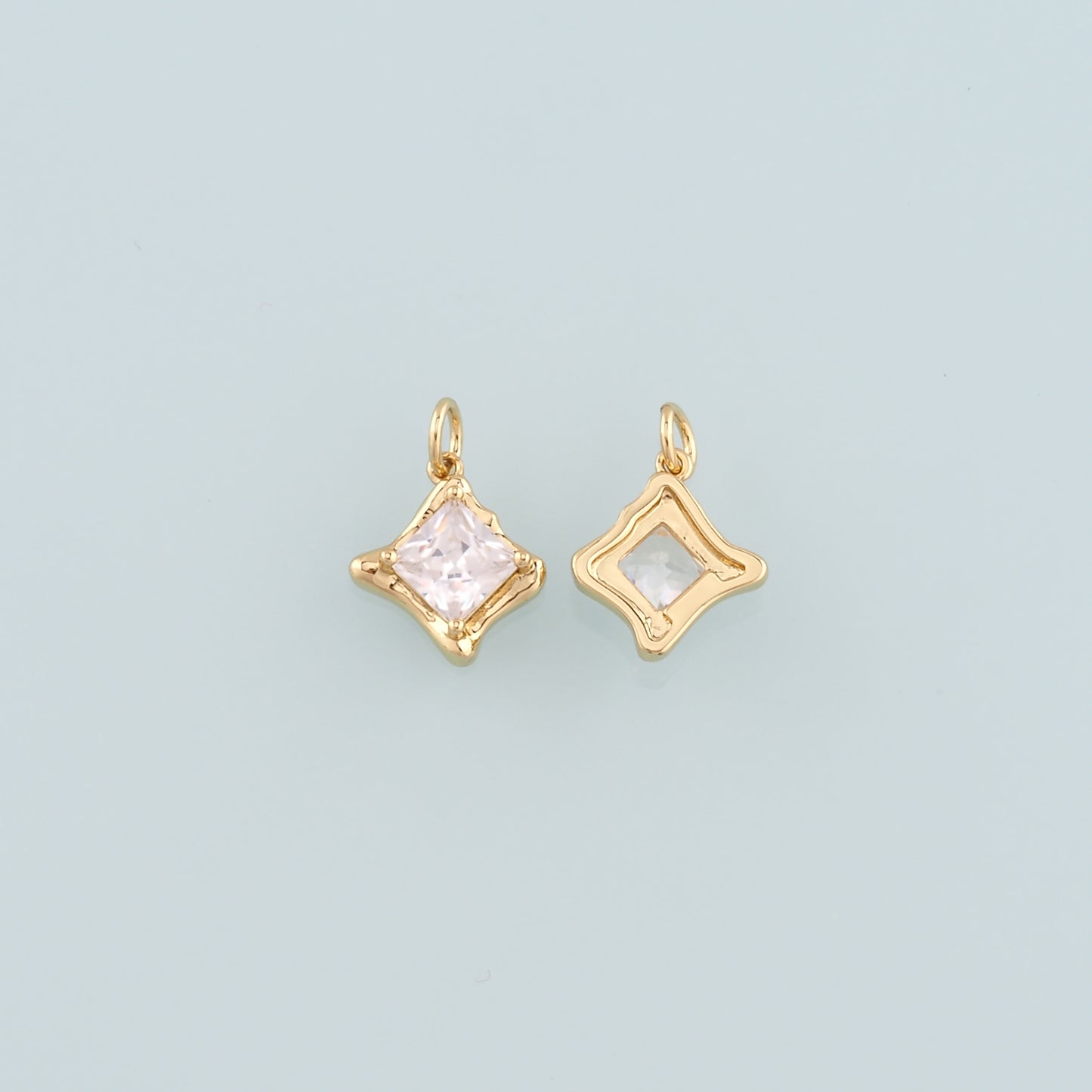 Gold Crystal Charms,18K Gold Filled Rhombus Pendant,Rhombus Crystal Charm Bracelet Necklace for DIY Jewelry Making Supply
