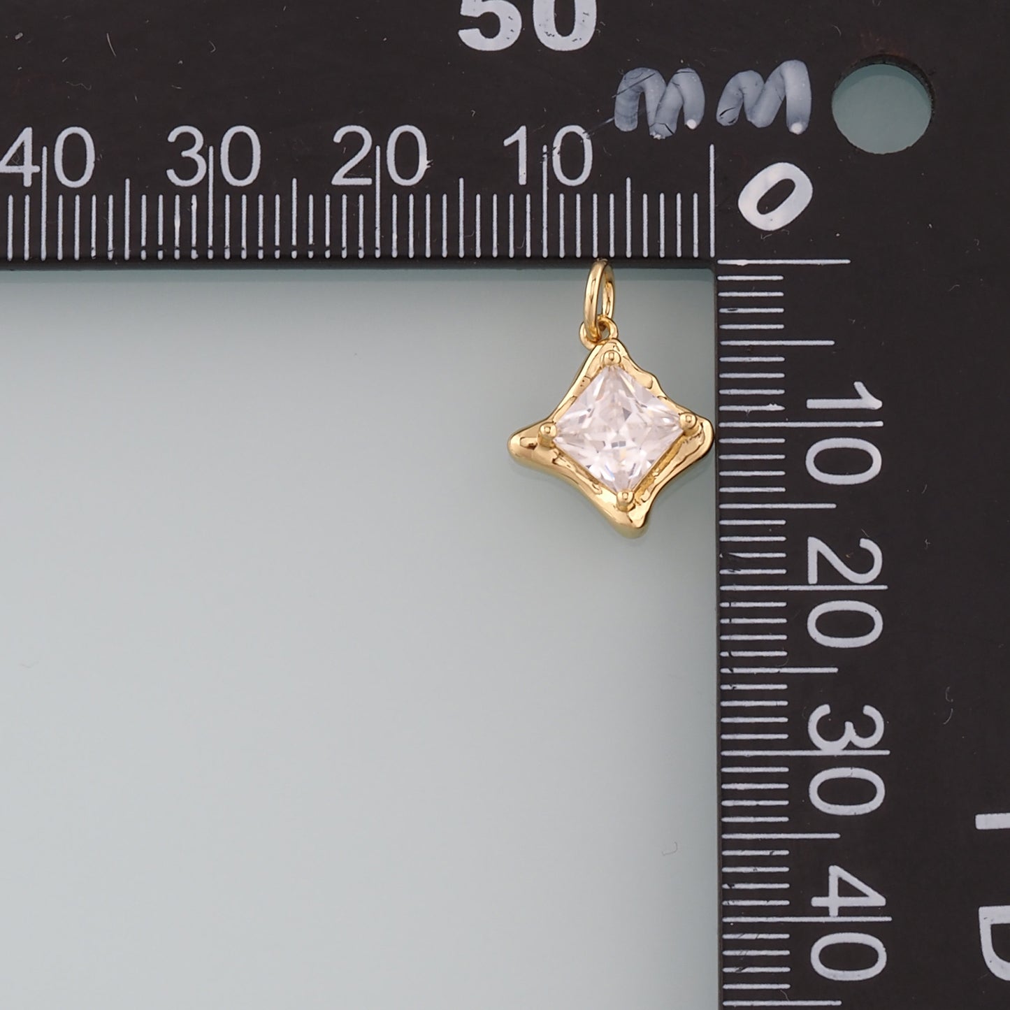 Gold Crystal Charms,18K Gold Filled Rhombus Pendant,Rhombus Crystal Charm Bracelet Necklace for DIY Jewelry Making Supply