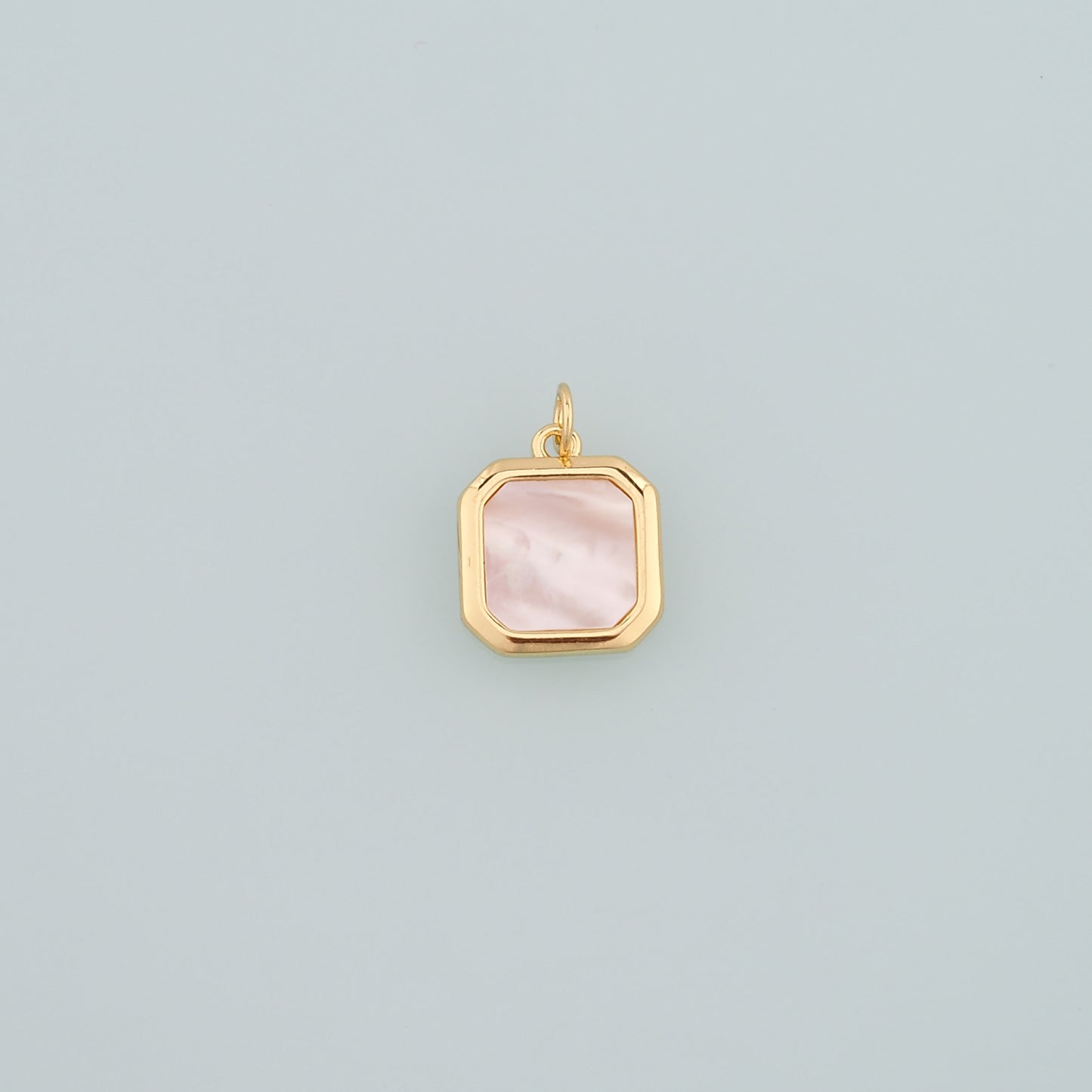 18K Gold Filled Shell Rectangle Pendant,Rectangle Charm Bracelet Necklace for DIY Jewelry Making Supply
