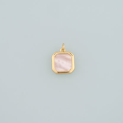 18K Gold Filled Shell Rectangle Pendant,Rectangle Charm Bracelet Necklace for DIY Jewelry Making Supply