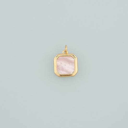 18K Gold Filled Shell Rectangle Pendant,Rectangle Charm Bracelet Necklace for DIY Jewelry Making Supply