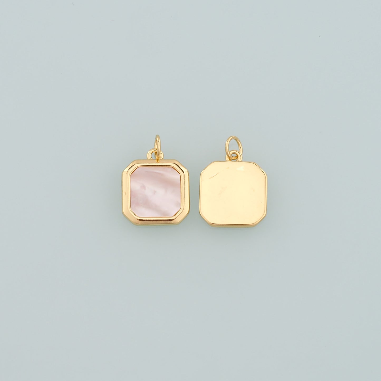 18K Gold Filled Shell Rectangle Pendant,Rectangle Charm Bracelet Necklace for DIY Jewelry Making Supply