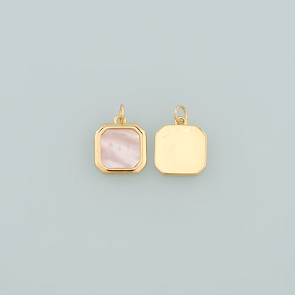 18K Gold Filled Shell Rectangle Pendant,Rectangle Charm Bracelet Necklace for DIY Jewelry Making Supply