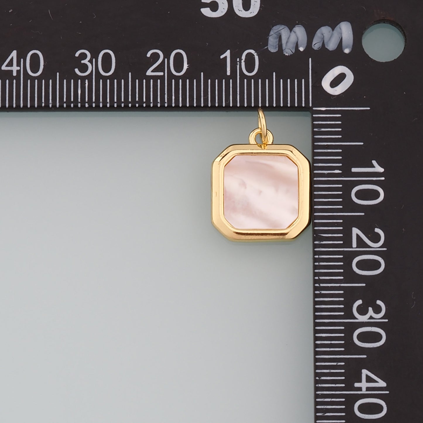 18K Gold Filled Shell Rectangle Pendant,Rectangle Charm Bracelet Necklace for DIY Jewelry Making Supply