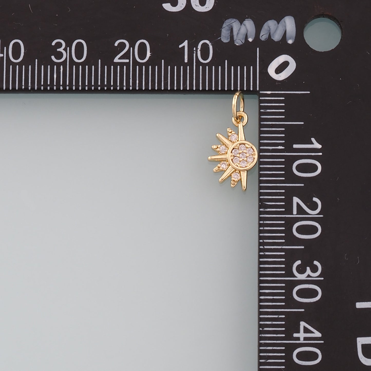 Gold Sun Charms,18K Gold Filled Sun Pendant,CZ Micro Pave Celestial Charm Bracelet Necklace for DIY Jewelry Making Supply