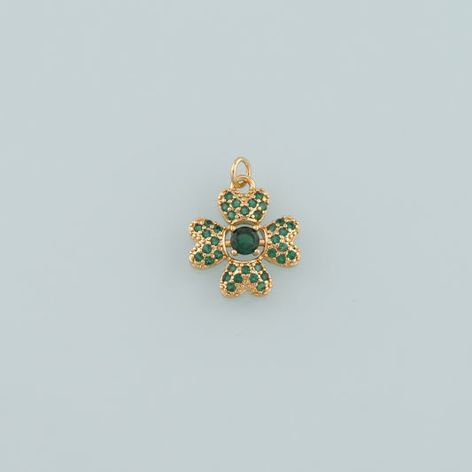Gold Flower Charms,18K Gold Filled Flower Pendant,CZ Micro Pave Flower Charm Bracelet Necklace for DIY Jewelry Making Supply