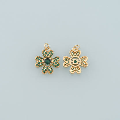 Gold Flower Charms,18K Gold Filled Flower Pendant,CZ Micro Pave Flower Charm Bracelet Necklace for DIY Jewelry Making Supply