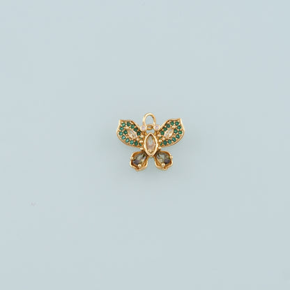 18K Gold Filled Butterfly Pendant,CZ Micro Pave Butterfly Charm Bracelet Necklace for DIY Jewelry Making Supply