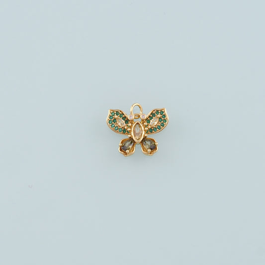18K Gold Filled Butterfly Pendant,CZ Micro Pave Butterfly Charm Bracelet Necklace for DIY Jewelry Making Supply