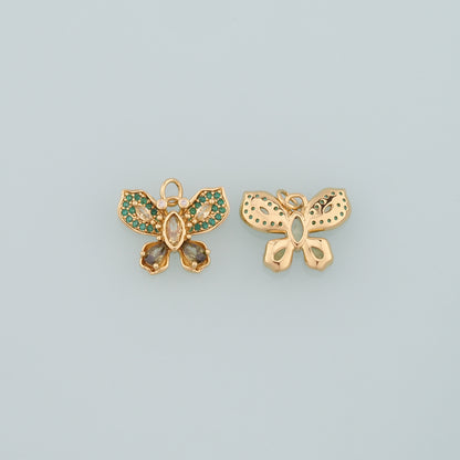 18K Gold Filled Butterfly Pendant,CZ Micro Pave Butterfly Charm Bracelet Necklace for DIY Jewelry Making Supply
