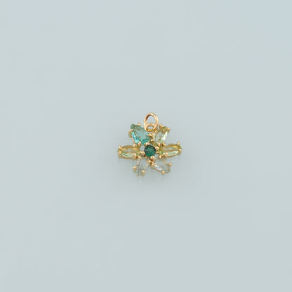 Gold Flower Charms,18K Gold Filled Flower Pendant,CZ Micro Pave Flower Charm Bracelet Necklace for DIY Jewelry Making Supply