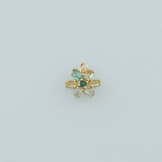 Gold Flower Charms,18K Gold Filled Flower Pendant,CZ Micro Pave Flower Charm Bracelet Necklace for DIY Jewelry Making Supply