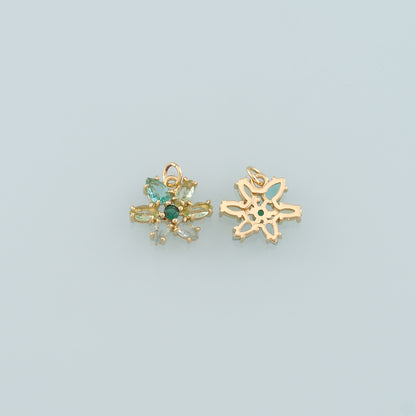 Gold Flower Charms,18K Gold Filled Flower Pendant,CZ Micro Pave Flower Charm Bracelet Necklace for DIY Jewelry Making Supply